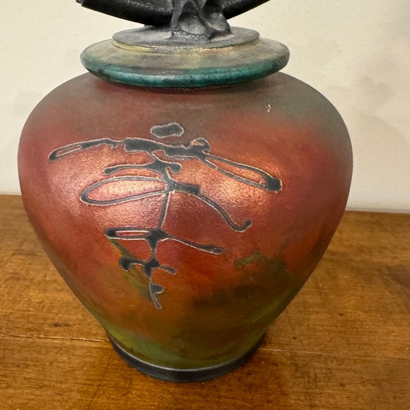 Signed Larged Raku Dream Jar Wishing pot - john okson melkonian - Picture 5 of 12
